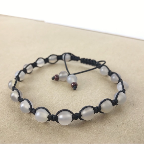 Handmade} Matte Grey Agate Adjustable Bracelet - Picture 3 of 4